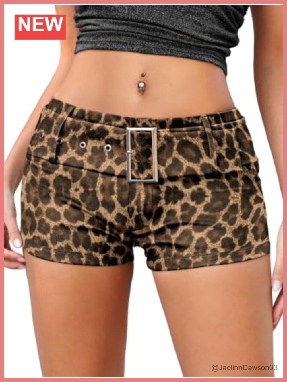 Faux Leather Low Rise Mini Shorts Slim Fit Wide Belt Clubwear